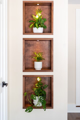 Custom recessed shelves with built in lighting for houseplants