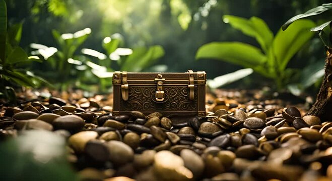 Treasure chest in the jungle.