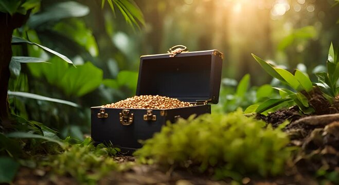 Treasure chest in the jungle.