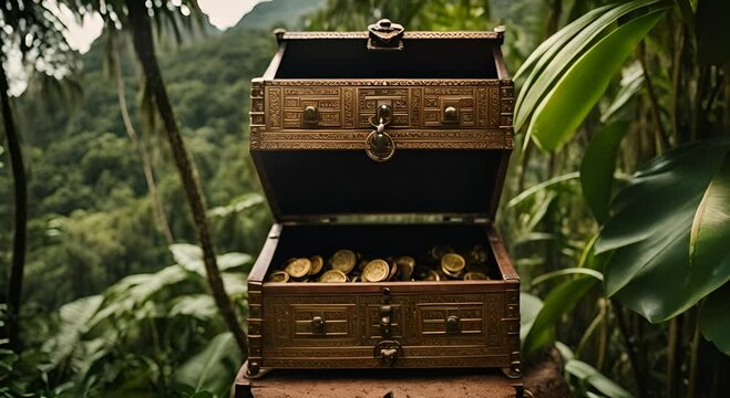 Treasure chest in the jungle.
