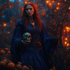 Fototapeta premium halloween witch in the woods