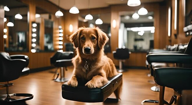 Dog at the dog grooming salon.