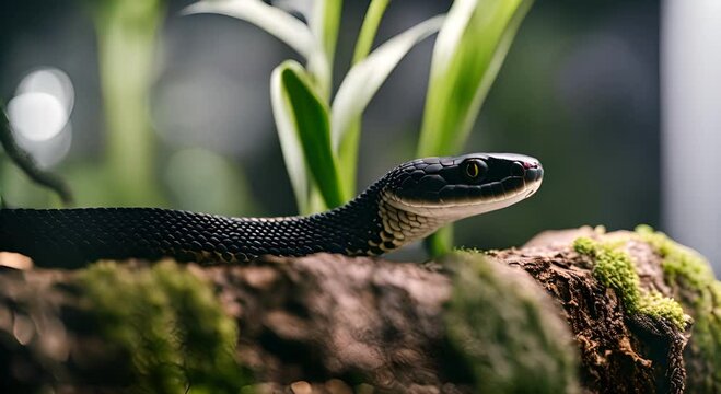 Snake in a terrarium.