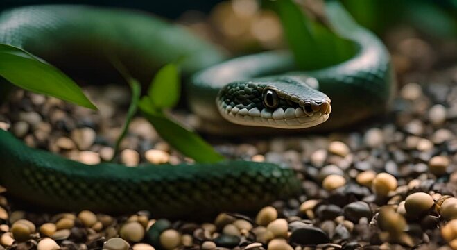 Snake in a terrarium.