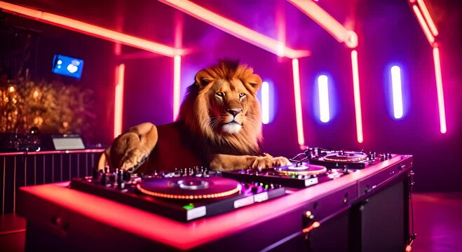 Lion DJ in a nightclub.