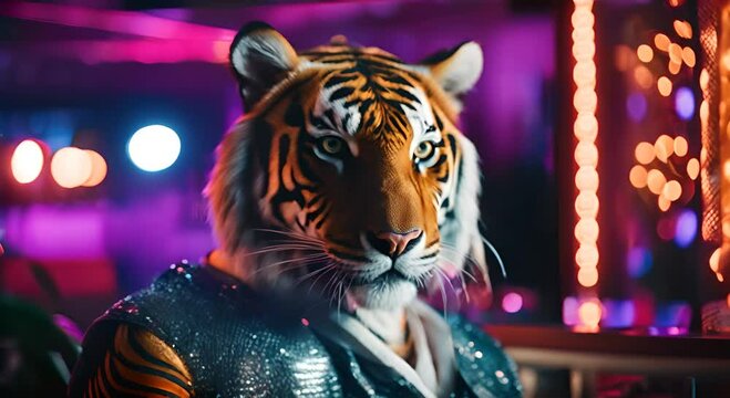 Tiger DJ in a nightclub.