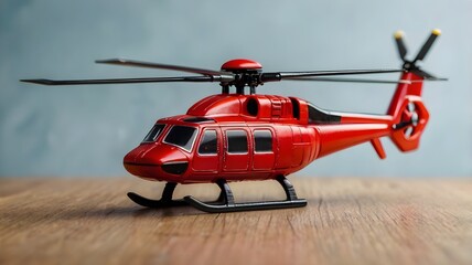 Closeup of plastic red helicopter chopper
