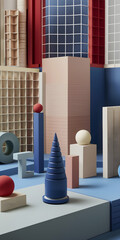 Naklejka premium Formas geométricas abstratas em 3D em cores vibrantes