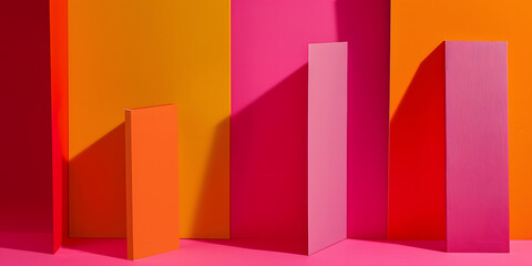 Formas geom&eacute;tricas abstratas em cores contrastantes e ousadas