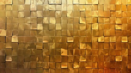 Fototapeta premium Gradient background with mosaic of abstract squares, transitioning from earthy brown to golden yellow, slight embossing effect. Abstract texture squares for publication, design, poster, calendar
