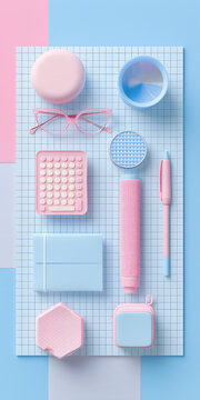 Gr&aacute;ficos vetoriais coloridos de v&aacute;rios materiais de escrit&oacute;rio e itens de papelaria