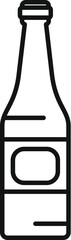 Minimalist outline icon of a closed bottle of beer with a blank label, ideal for use in menus or apps