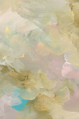 Art hand drawn watercolor and acrylic smear blot canvas painting. Abstract texture beige pastel color stain brushstroke texture background.