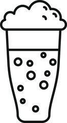 Simple line icon of a glass of beer with foam overflowing with bubbles