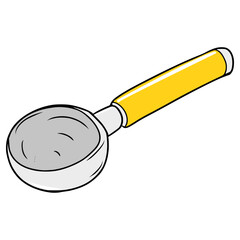 ice cream scoop spoon illustration hand drawn isolated vector	
