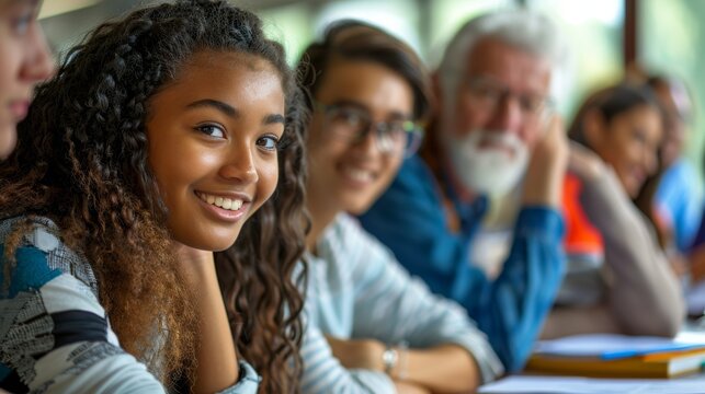 Diverse Group of Multiethnic Young and Senior Adults Finding a Solution to a Team Assignment, Undergoing Workforce Training Program for Improving Skills of Employees and Prospective Job, Generative AI