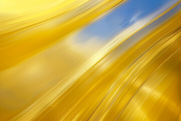 A yellow and blue abstract painting with a yellow line. The painting has a bright and energetic mood, with the yellow and blue colors creating a sense of warmth and happiness