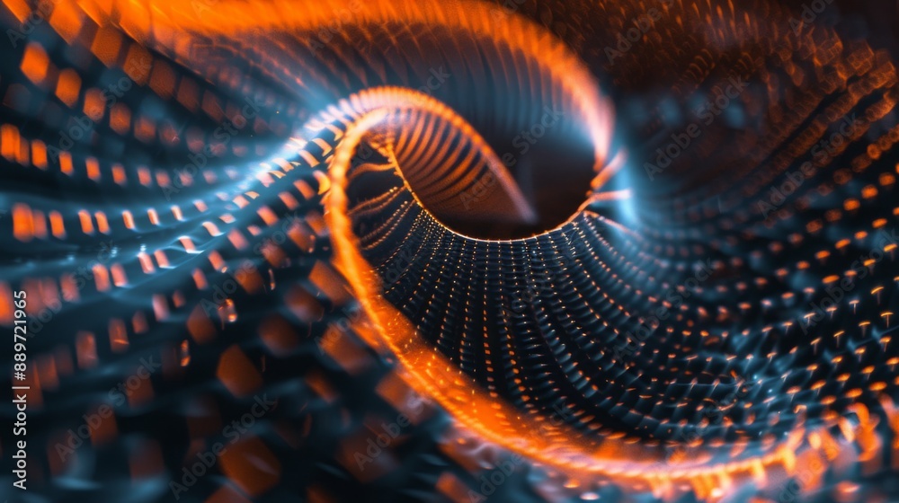 Aufkleber a digital rendering of an orange and blue spiral with a dark background.