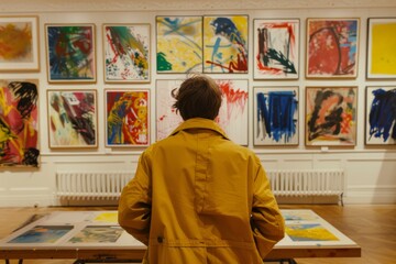 Fototapeta premium An art exhibition in the rear view of a 30 year old man