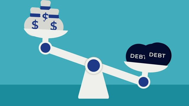 2D animated video that visualizes debt being greater than income