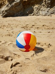 Obraz premium Beach ball on sandy beach