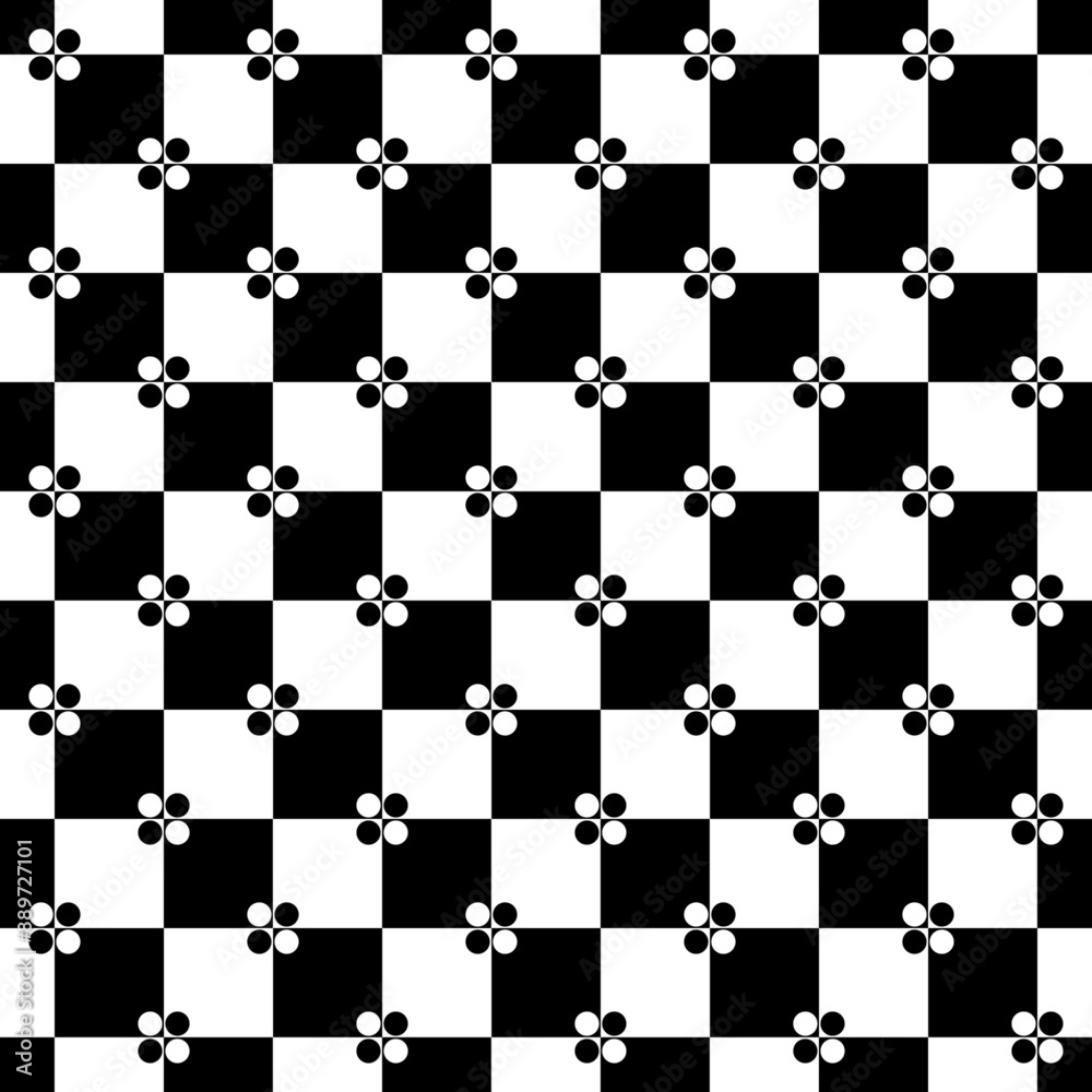 Fototapete a simple black and white checkerboard pattern with small dots at the intersections of the cells.