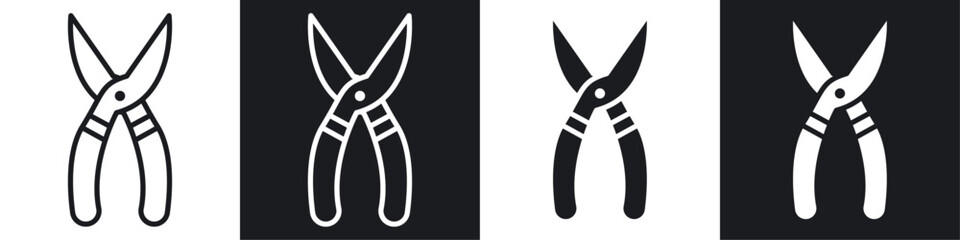 Wire cutter black vector icon set