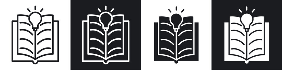 Learning black and white icon set