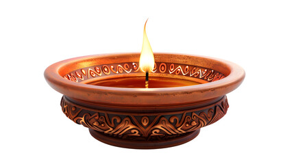 Simple diya with a soft glow, Diwali event, traditional lamp, festive illumination, Festival of Lights, subtle lighting, png file, isolated on white