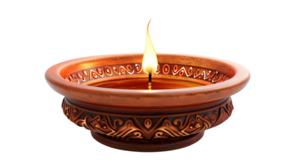 Simple diya with a soft glow, Diwali event, traditional lamp, festive illumination, Festival of Lights, subtle lighting, png file, isolated on white