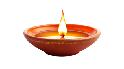 Simple diya with a soft glow, Diwali event, traditional lamp, festive illumination, Festival of Lights, subtle lighting, png file, isolated on white