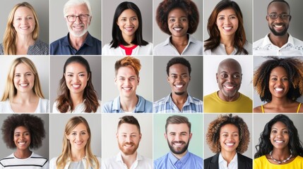 Diverse Group of Smiling People in a Headshot Collage