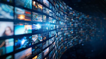 A Curved Wall Of Screens Displaying Various Digital Content