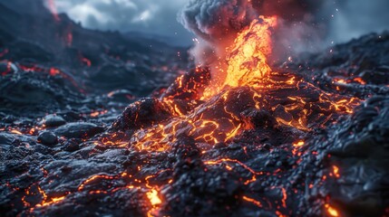 Lava eruption into air