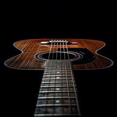 Fototapeta premium Close-up of a sleek, stylish guitar on a dark background.