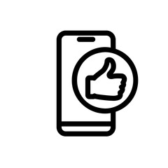 Vector graphics. SEO marketing, analytics, advertising, business icon. Linear icon, feedback button. Linear icons such as feedback, message icon, and thumb up.