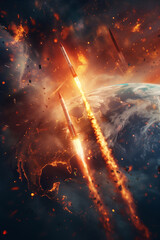 A Symphony of Fire: Nuclear Missiles Ascend Towards a Doomed Earth
