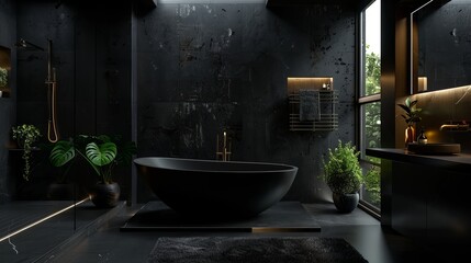 Sleek black bathroom with simple design