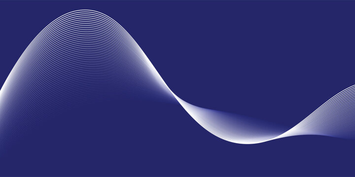 Smooth flow of wavy shape with gradient vector abstract background, dark blue design curve line energy motion, relaxing music sound or technology
