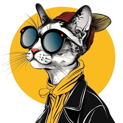 Locu Retro animal fashion cartoon isolated whitebackground