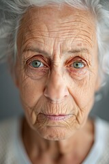 Portrait of an Angry Grandma: Expressive Elderly Woman's Face