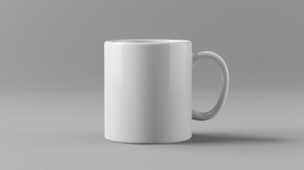 Obraz premium 3D representation of a plain white mug, suitable for displaying designs or logos. 