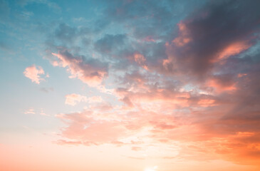 Exotic sunset and soft pink clouds of pastel tones.