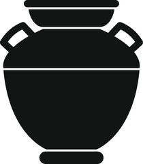 Black silhouette of an ancient greek vase with two handles, standing on a pedestal, evoking history and culture