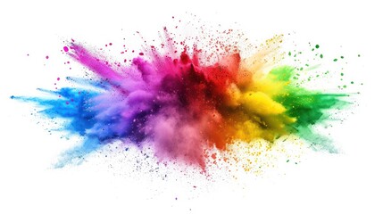 Colorful Powder Explosion on White Background