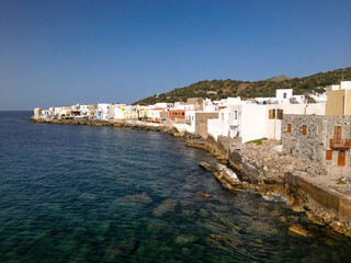 Fototapeta premium Aerial view of Mandraki village, Nisyros island, Greece. 
