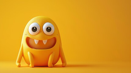 Cute 3D cartoon monster with colorful background. This character could be related to animation, children’s media, or character design.