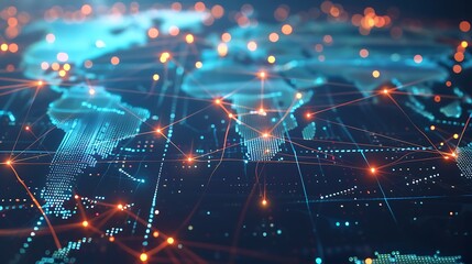 Fototapeta premium Global Network Connections: A Digital Map of Interconnectivity