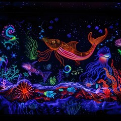 Colorful underwater world teeming with vibrant marine life and coral formations.