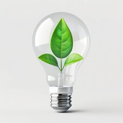 A light bulb with green leaves inside, representing eco-friendly energy.